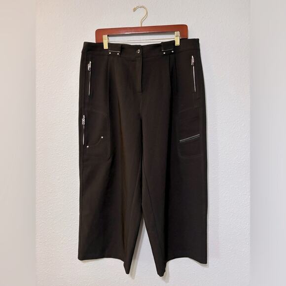 Jamie Sadock Black Pleated Wide Leg Capri Golf Pants 14 EUC - Picture 1 of 7